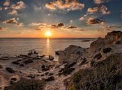 Zonsondergang Sea Caves, Peya, South-Cyprus van Rene van der Meer thumbnail