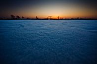 bevroren Nieuwkoopse plassen bij zonsondergang van Thomas Spaans thumbnail