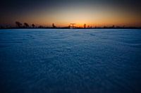 bevroren Nieuwkoopse plassen bij zonsondergang