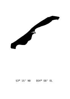 Poster Plattegrond Vlieland - Zwart Wit
