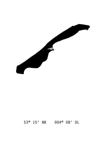 Poster Karte von Vlieland - Schwarz und Weiß