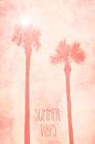 Grafische kunst PALMEN Summer Vibes | living coral van Melanie Viola thumbnail