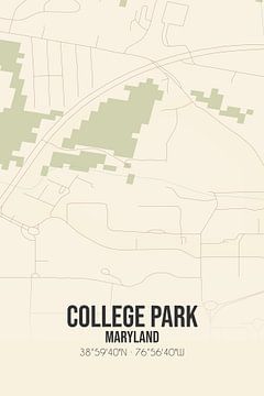 Vintage landkaart van College Park (Maryland), USA. van MijnStadsPoster