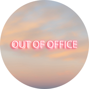 Out of Office - Neon Tekst Roze Pastel Zonsondergang