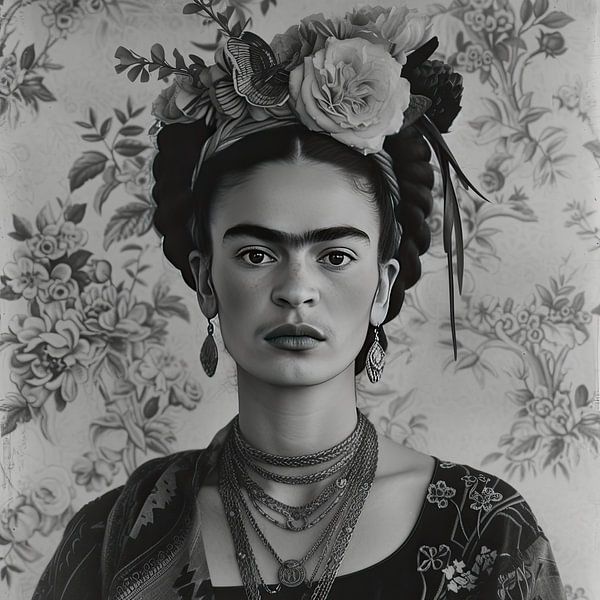 Frida Poster Zwart Wit van Niklas Maximilian