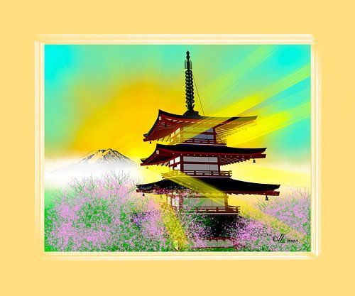 Pagode au soleil du matin sur Felicia Lyin