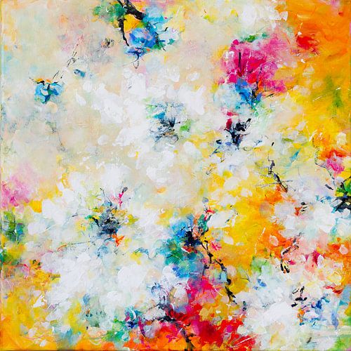 If only you could see this - cheerful colorful painting with impressionistic flowers