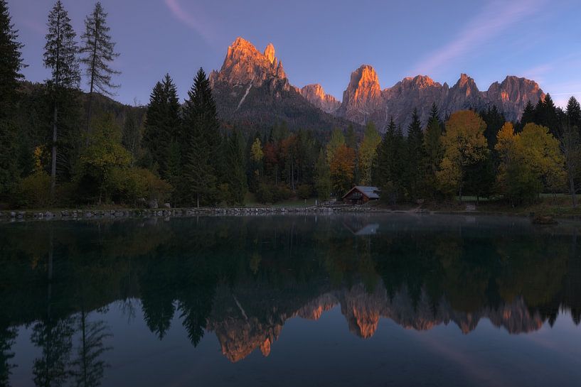 Sunrise at Lago Welsperg in the Italian Dolomites. by Jos Pannekoek