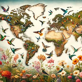 Bird World Map by Maps Are Art