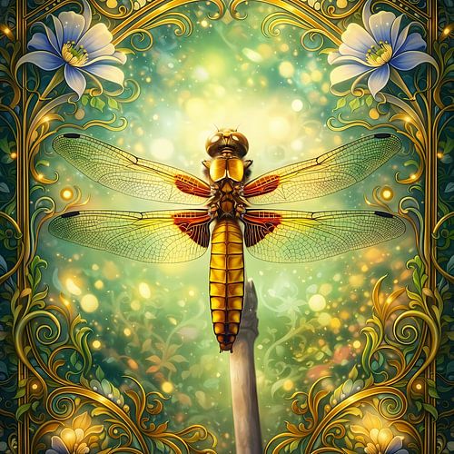 Flat-bellied dragonfly Jugendstil