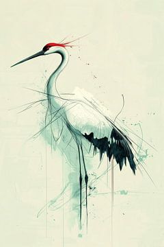 Kraanvogel in Etherische Lijnen van Eva Lee