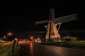 Mill by night by Johan van Esch