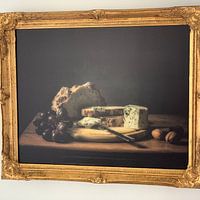 Photo de nos clients: Nature morte : pain, fromage et raisins par Monique van Velzen, sur toile