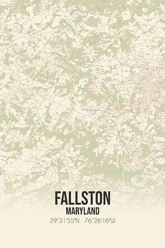 Vintage landkaart van Fallston (Maryland), USA. van MijnStadsPoster