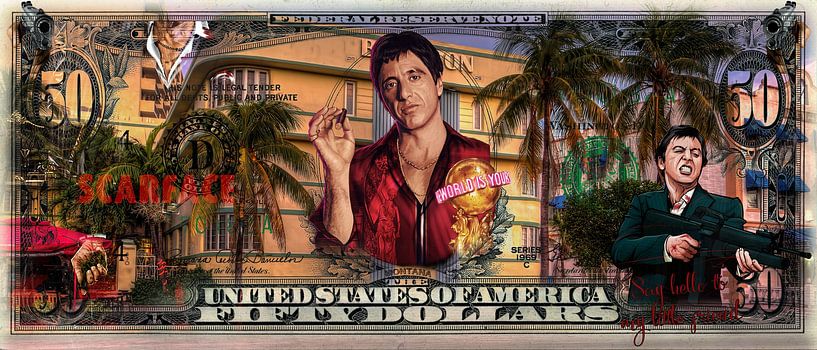 Tony Montana Scarface $50 von Rene Ladenius Digital Art