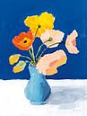 Papavers op blauw, Pamela Munger van Wild Apple thumbnail