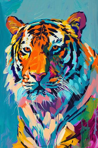 Abstracte tijger in kleurrijke popart stijl