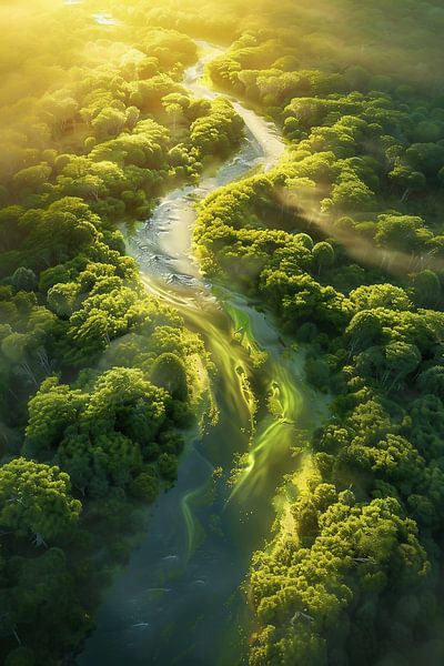 Talfluss unter weichem Licht von fernlichtsicht