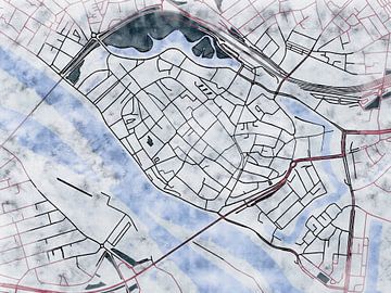 Kaart van Deventer centrum in de stijl 'White Winter' van Maporia