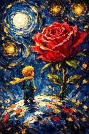Tableau « La Nuit étoilée » avec des roses – Le Petit Prince sur Faheem Beigh