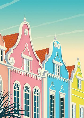 Kleurrijke Gevels in Oranjestad, Aruba