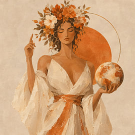 A woman carries the world in orange by Henk Egbertzen