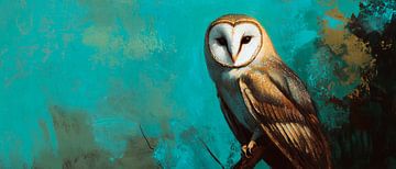 Schattige kerkuil voor een kleurrijke achtergrond van Poster Art Shop