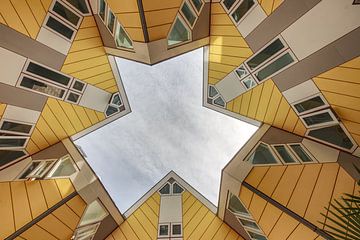 The Cube Houses in Rotterdam photographed from below by Rini Braber