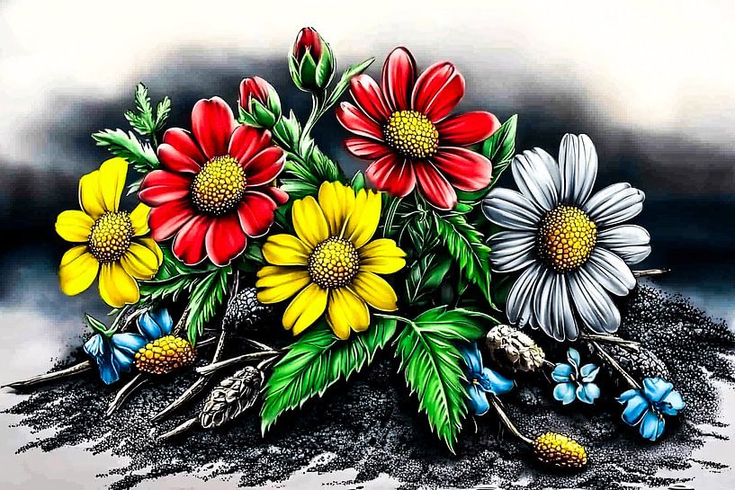 Colourful flowers in realistic style by Imperial Art House