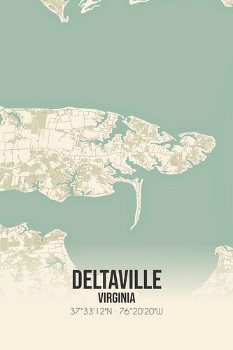 Alte Karte von Deltaville (Virginia), USA.