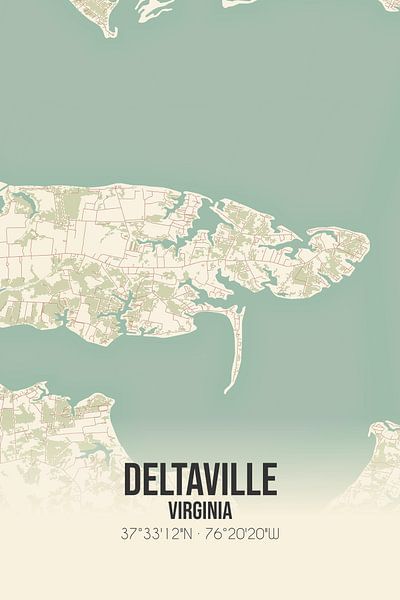 Vintage map of Deltaville (Virginia), USA. by Prints of Place