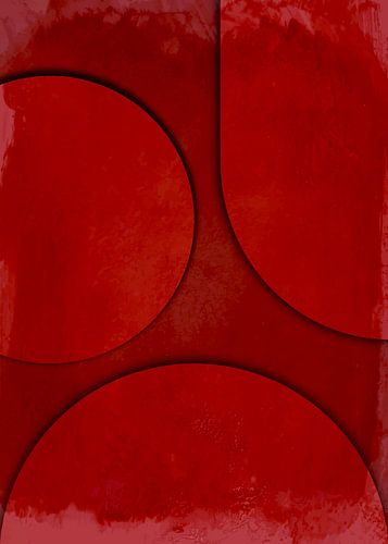Lune Soleil Terre - Peinture en relief en béton rouge