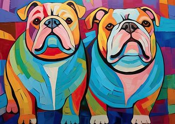 Painting Colourful Dogs by ARTEO Paintings