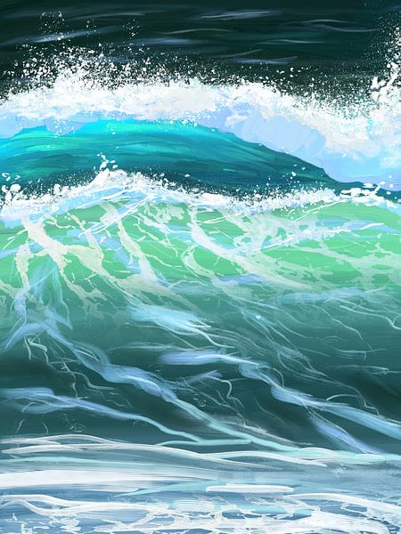 Surfwellen - digital gemalt von Marianne Eggink - Fotografie und digitale Kunst