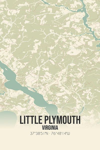 Vintage map of Little Plymouth (Virginia), USA. by Prints of Place