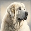 characteristic head of a Pyrenean Mountain Dog by Karina Brouwer thumbnail