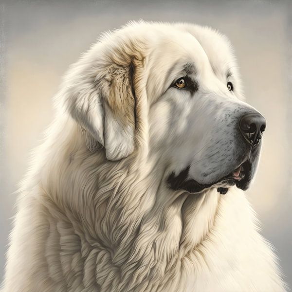 characteristic head of a Pyrenean Mountain Dog by Karina Brouwer