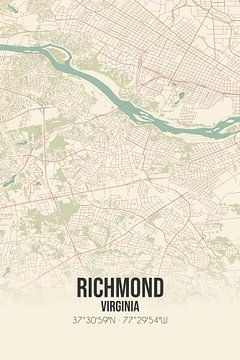 Carte ancienne de Richmond (Virginie), Etats-Unis. sur Rezona