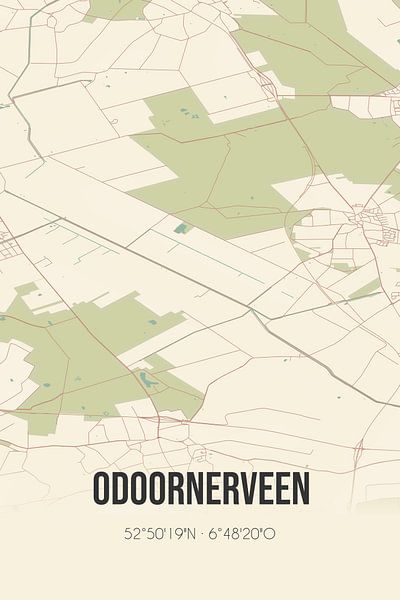 Alte Karte von Odoornerveen (Drenthe) von Ortsdrucke