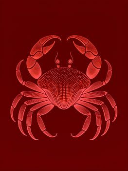 Illustratie van een abstracte Krab in warm bloedrood