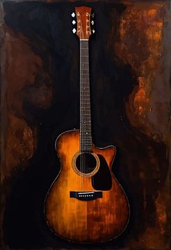 Akoestische gitaar abstracte kunst van MIROKKU