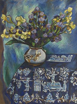 Max Pechstein, La couverture bleue (Nature morte en bleu) (Nature morte aux fleurs), 1918