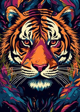 Tiger Animal Pop Art Color Style by Qreative