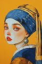 Het meisje met de parel - Japans van Poster Art Shop thumbnail