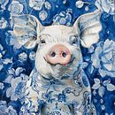 Happy pig in Delft Blue by Lauri Creates thumbnail