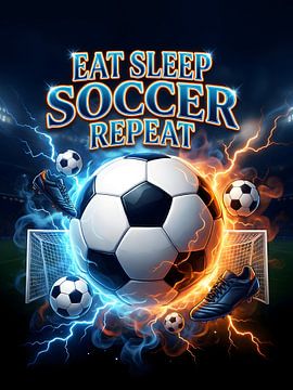 Eat Sleep Soccer Repeat Motivational Retro Bootleg Poster Wanddekoration von Art Bloom