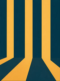 Abstract poster featuring yellow streaks of light on a dark blue background by DesignDoodle