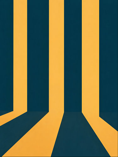 Abstraktes Poster mit gelben Lichtstreifen auf Dunkelblau