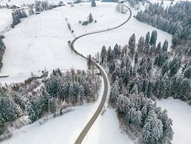 Winterlandschap met weg