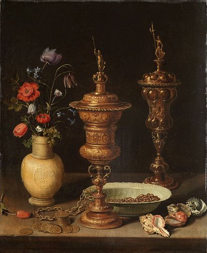 Stilleven met bloemen en gouden erekopjes, Clara Peeters